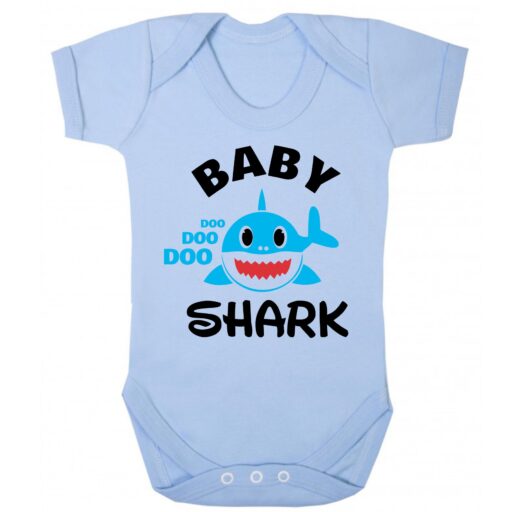Baby Shark Blue Shark Short Sleeve Baby Vest Baby Blue