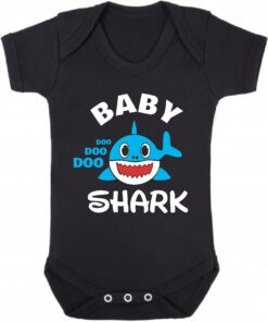Baby Shark Blue Shark Short Sleeve Baby Vest Black
