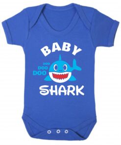 Baby Shark Blue Shark Short Sleeve Baby Vest Royal Blue