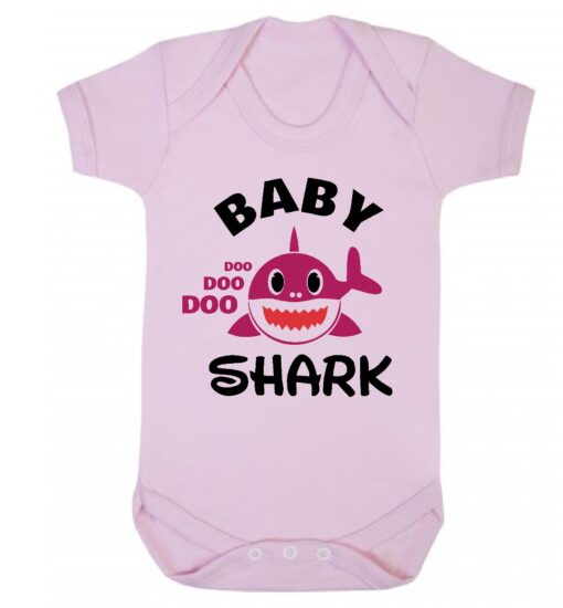 Baby Shark Pink Shark Short Sleeve Baby Vest Baby Pink
