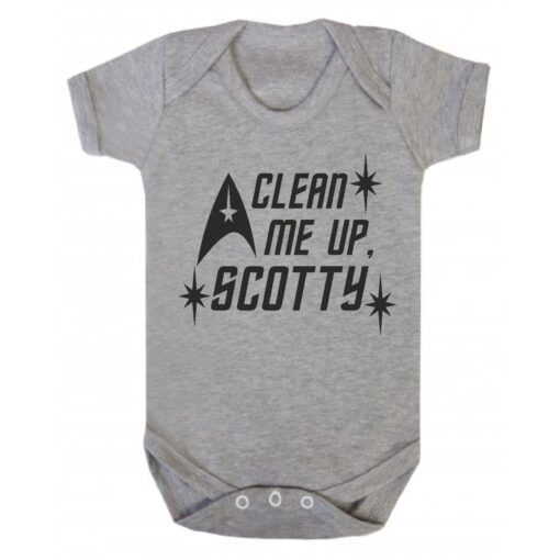 Clean Me Up Scotty Short Sleeve Baby Vest Ash Grey
