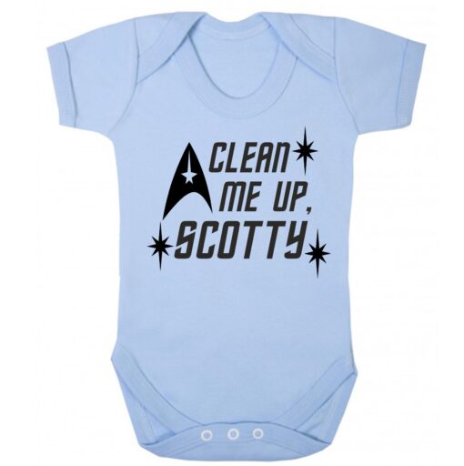 Clean Me Up Scotty Short Sleeve Baby Vest Baby Blue