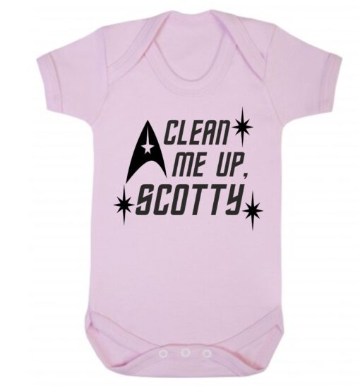 Clean Me Up Scotty Short Sleeve Baby Vest Baby Pink