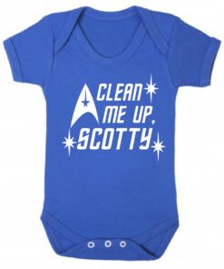 Clean Me Up Scotty Short Sleeve Baby Vest Royal Blue