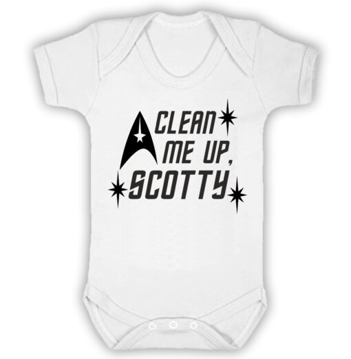 Clean Me Up Scotty Short Sleeve Baby Vest white