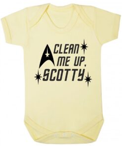 Clean Me Up Scotty Short Sleeve Baby Vest yellow