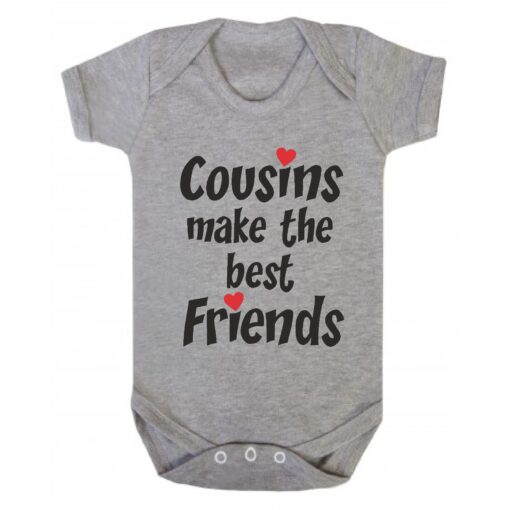 Cousins Make the Best Friends Short Sleeve Baby Vest Ash Grey