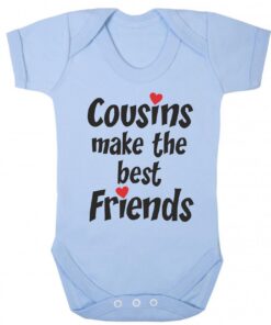Cousins Make the Best Friends Short Sleeve Baby Vest Baby Blue