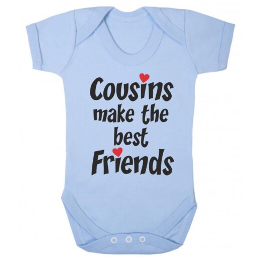 Cousins Make the Best Friends Short Sleeve Baby Vest Baby Blue