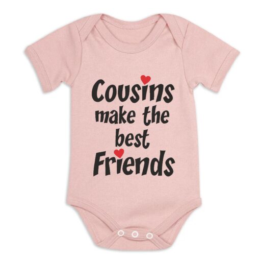 Cousins Make the Best Friends Short Sleeve Baby Vest Dusty Pink