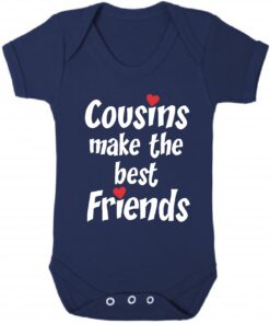 Cousins Make the Best Friends Short Sleeve Baby Vest Navy