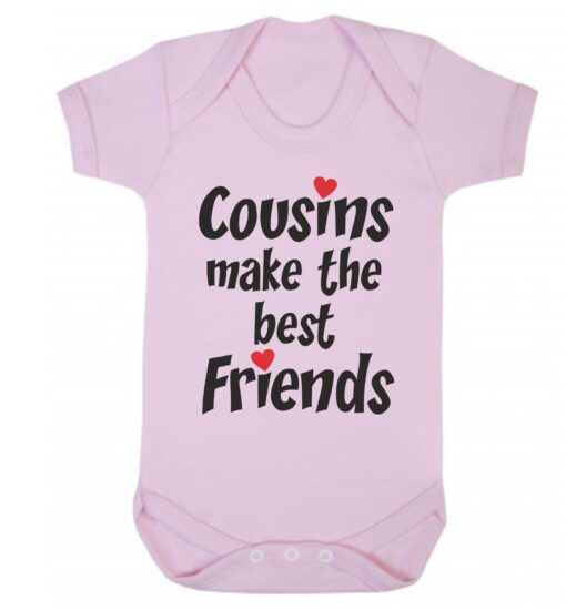 Cousins Make the Best Friends Short Sleeve Baby Vest Baby Pink