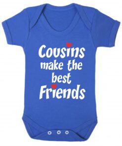 Cousins Make the Best Friends Short Sleeve Baby Vest Royal Blue