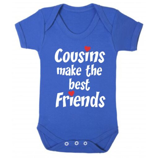 Cousins Make the Best Friends Short Sleeve Baby Vest Royal Blue