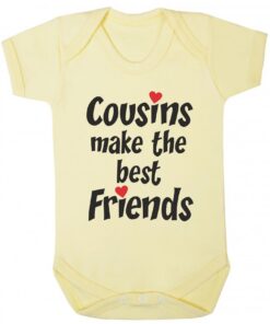 Cousins Make the Best Friends Short Sleeve Baby Vest yellow