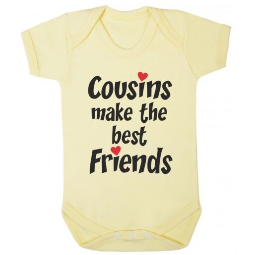 Cousins Make the Best Friends Short Sleeve Baby Vest yellow