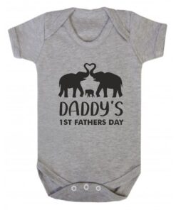 Daddy's 1st Fathers Day Short Sleeve Baby Vest Ash Grey