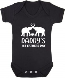 Daddy's 1st Fathers Day Short Sleeve Baby Vest Black