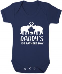 Daddy's 1st Fathers Day Short Sleeve Baby Vest Navy