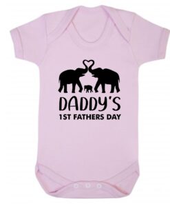 Daddy's 1st Fathers Day Short Sleeve Baby Vest Baby Pink