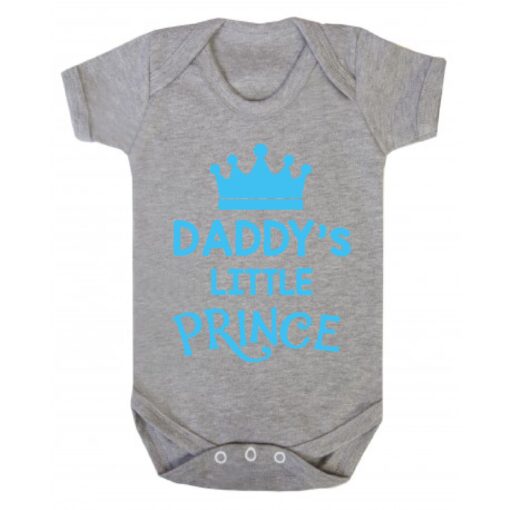 Daddy's Little Prince Short Sleeve Baby Vest Ash Grey