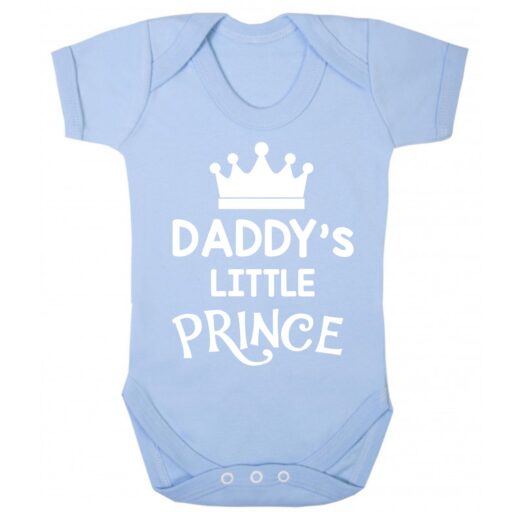 Daddy's Little Prince Short Sleeve Baby Vest Baby Blue
