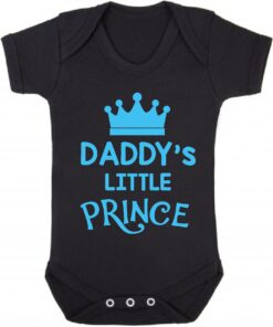 Daddy's Little Prince Short Sleeve Baby Vest Black