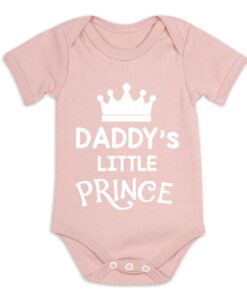 Daddy's Little Prince Short Sleeve Baby Vest Dusty Pink