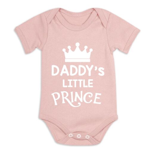 Daddy's Little Prince Short Sleeve Baby Vest Dusty Pink