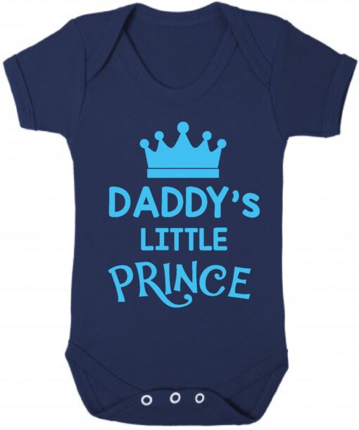 Daddy's Little Prince Short Sleeve Baby Vest Navy