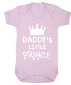 Daddy's Little Prince Short Sleeve Baby Vest Baby Pink