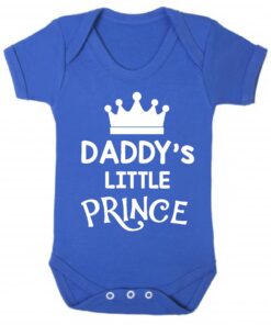 Daddy's Little Prince Short Sleeve Baby Vest Royal Blue