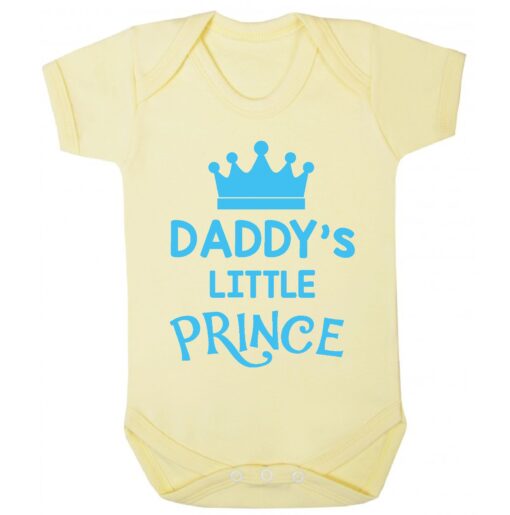 Daddy's Little Prince Short Sleeve Baby Vest Yellow