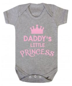 Daddy's Little Princess Short Sleeve Baby Vest Ash Grey
