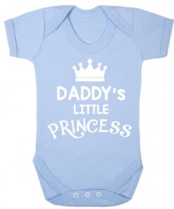 Daddy's Little Princess Short Sleeve Baby Vest Baby Blue