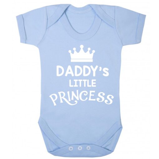 Daddy's Little Princess Short Sleeve Baby Vest Baby Blue
