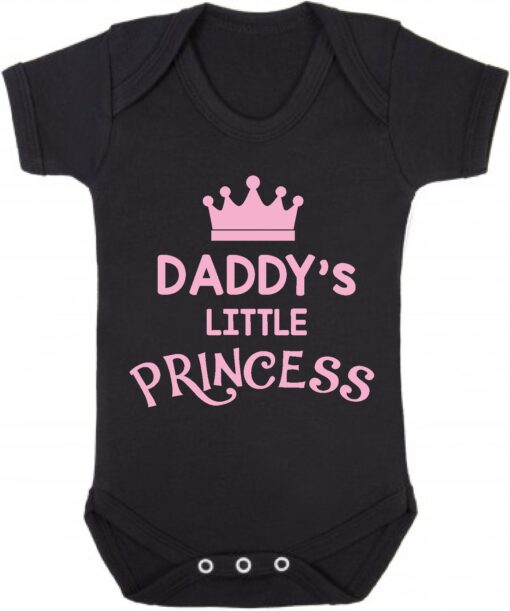 Daddy's Little Princess Short Sleeve Baby Vest Black
