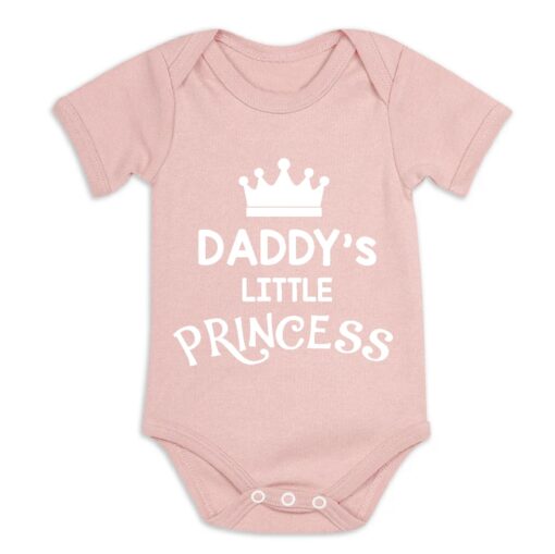 Daddy's Little Princess Short Sleeve Baby Vest Dusty Pink