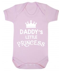 Daddy's Little Princess Short Sleeve Baby Vest Baby Pink