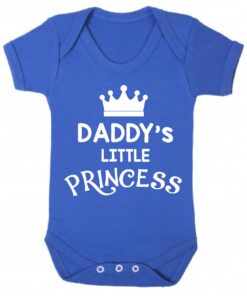 Daddy's Little Princess Short Sleeve Baby Vest Royal Blue