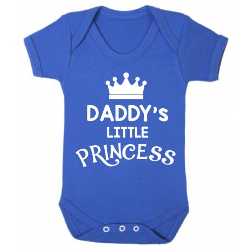 Daddy's Little Princess Short Sleeve Baby Vest Royal Blue