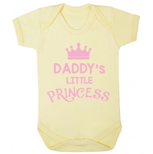 Daddy's Little Princess Short Sleeve Baby Vest Yellow