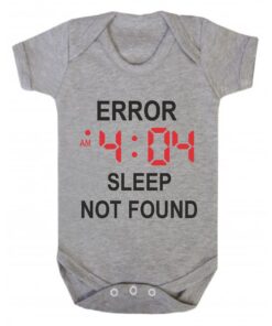 Error 404 sleep not found short sleeve baby vest ash grey