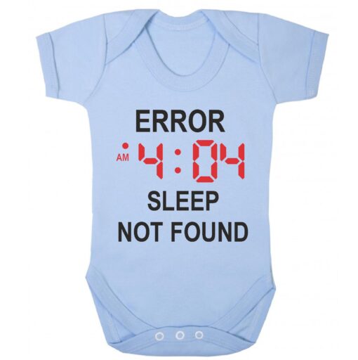 Error 404 sleep not found short sleeve baby vest baby blue