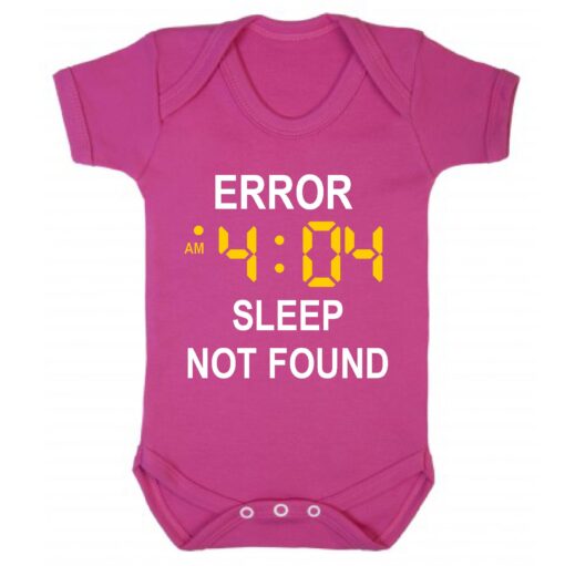 Error 404 sleep not found short sleeve baby vest cerise