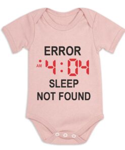 Error 404 sleep not found short sleeve baby vest dusty pink