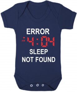 Error 404 sleep not found short sleeve baby vest navy