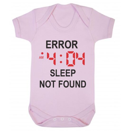 Error 404 sleep not found short sleeve baby vest baby pink
