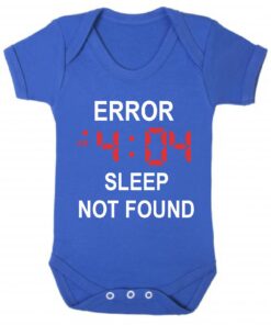Error 404 sleep not found short sleeve baby vest royal blue