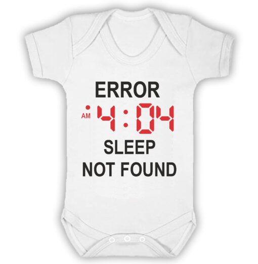 Error 404 sleep not found short sleeve baby vest white